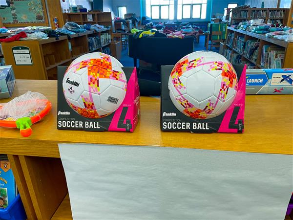 Toys available to parents and families at the Holiday Shop including sports equipment like this!
